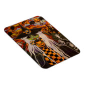 グリーンハロウィーンウィッチガールキャットカボチャ、幽霊 マグネット (右側)