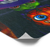 グリーンハロウィーンカボチャ魔女の大きな目 ポスター (角)