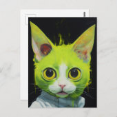 グリーンハロウィーンキャット ポストカード (正面/裏面)