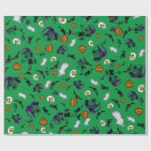 グリーンハロウィーンラッピング紙 ラッピングペーパー (フラット)