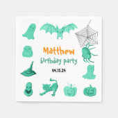 グリーンハロウィーン誕生日パーティーペーパーナプキン スタンダードカクテルナプキン (正面)