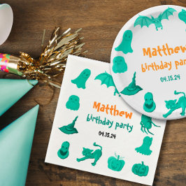 グリーンハロウィーン誕生日パーティーペーパーナプキン スタンダードカクテルナプキン