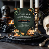 グリーンハローウィンパーティ招待状とカボチャ シーズンカード