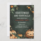 グリーンハローウィンパーティ招待状とカボチャ シーズンカード (正面)