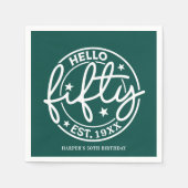 グリーンハローフィフティ50誕生日 スタンダードカクテルナプキン (正面)