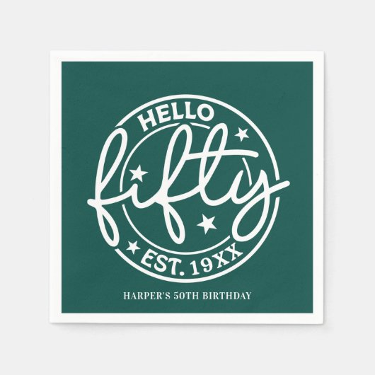 グリーンハローフィフティ50誕生日 スタンダードカクテルナプキン (正面)