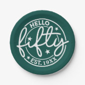 グリーンハローフィフティ50誕生日 ペーパープレート (正面)