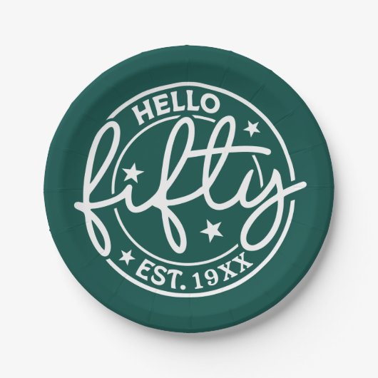 グリーンハローフィフティ50誕生日 ペーパープレート (正面)