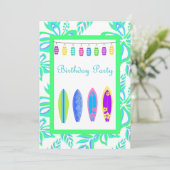 グリーンハワイアンパーティの招待状サーフボード 招待状 (スタンド正面)