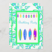 グリーンハワイアンパーティの招待状サーフボード 招待状 (正面/裏面)