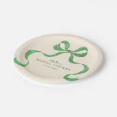 グリーンハンドドローボウブライダルシャワー ペーパープレート (アングル)