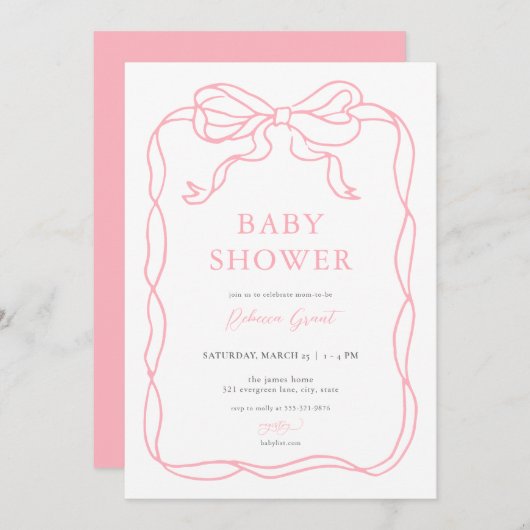 グリーンハンド引き弓ベビーシャワー招待状 招待状 (正面/裏面)