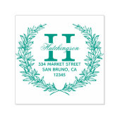 グリーンハンド描画フローラリース |差出人住所 セルフインキングスタンプ (デザイン)