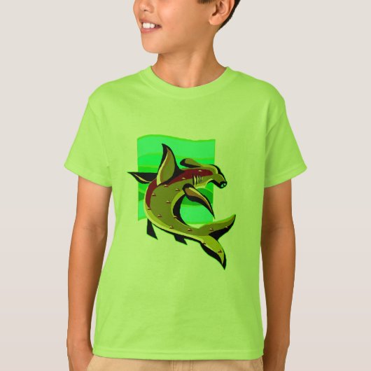 グリーンハンマーヘッドシャーク Tシャツ (正面)