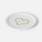 グリーンハートの葉 シャビーな装いのグリーン ウェディング ペーパープレート (アングル)