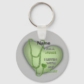 グリーンハートカスタムナースキーチェーン キーホルダー (正面)