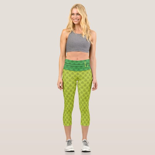 グリーンハートカスタムモノグラム&名前 カプリレギンス (正面)