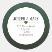 グリーンハートクリスマス差出人住所 ラウンドシール (正面)