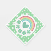 グリーンハートクローバー&レインボーラッキーワン スタンダードランチョンナプキン (角)