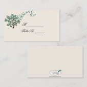 グリーンハートツリーオンアイボリー結婚の座席表 プレイスカード (正面/裏面)