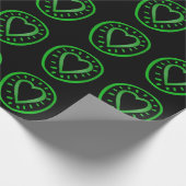 グリーンハート1ブラックラッピング紙 ラッピングペーパー (角)