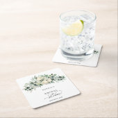 グリーンハート ユーカリ ブライダルシャワー スクエアペーパーコースター (インサイチュ)