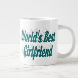 グリーンハーフタイポグラフィのガールフレンド ジャンボコーヒーマグカップ