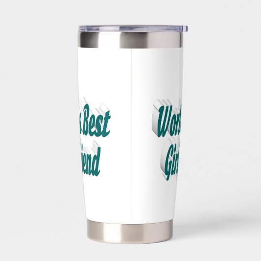 グリーンハーフタイポグラフィのガールフレンド 保温保冷タンブラー (左面)