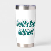 グリーンハーフタイポグラフィのガールフレンド 保温保冷タンブラー (背面)