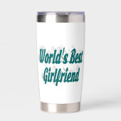 グリーンハーフタイポグラフィのガールフレンド 保温保冷タンブラー (正面)