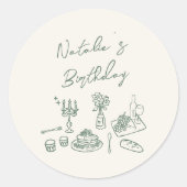 グリーンハ書ンド描食器誕生日ディナー ラウンドシール (正面)