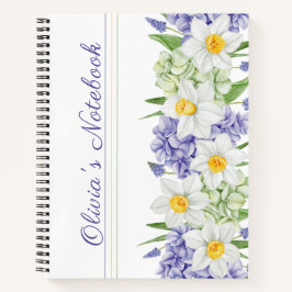 グリーンバイオレットイエローウォーターのカラー春の花 ノートブック