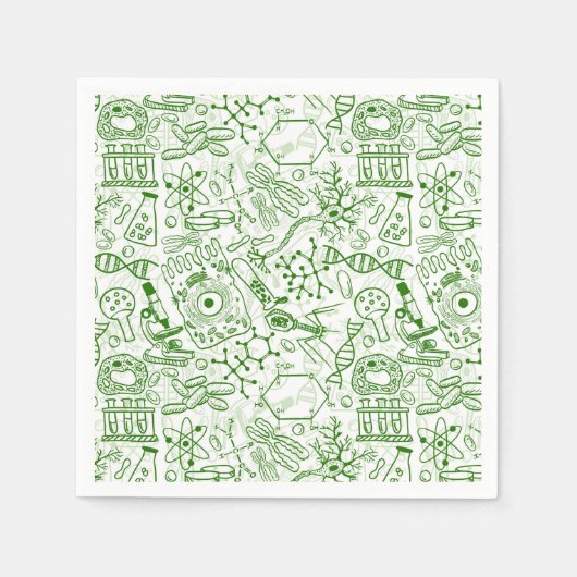 グリーンバイオロジーパターン スタンダードカクテルナプキン (正面)