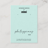 グリーンバイブル聖句のイヤリング表示ビジネスカード 名刺 (正面)