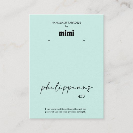 グリーンバイブル聖句のイヤリング表示ビジネスカード 名刺 (正面)