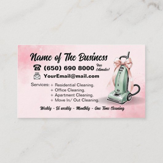 グリーンバキュームクリーナーハウス清掃サービス 名刺 (裏面)