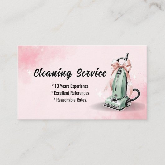 グリーンバキュームクリーナーハウス清掃サービス 名刺 (正面)