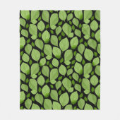 グリーンバジルの葉のハーブパターン フリースブランケット (正面)