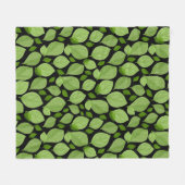 グリーンバジルの葉のハーブパターン フリースブランケット (正面(横))