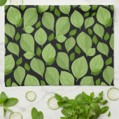 グリーンバジル葉ハーブパターン植物学 キッチンタオル (折り畳み)
