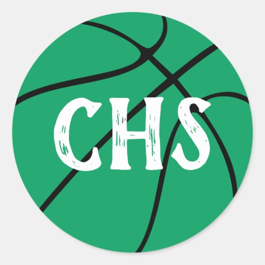 グリーンバスケットボールチームパーティー、Pep Rallyまたはイベント ラウンドシール (正面)