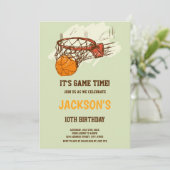 グリーンバスケットボール誕生日招待状 招待状 (スタンド正面)