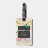 グリーンバタフライオンシックヴィンテージコラージモノグラム ラゲッジタグ (裏面縦)