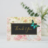 グリーンバタフライオンシックヴィンテージコラージュサンキュー 招待状 (スタンド正面)