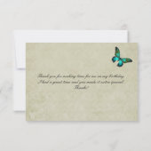 グリーンバタフライオンピンクローズコラージュ サンキューカード (裏面)