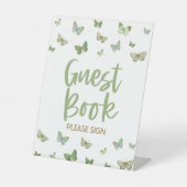 グリーンバタフライゲストブックお願いサインパーティーサイン 台座サイン (正面)