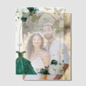 グリーンバタフライスペインのキンセアニェラ ベラム紙招待状 (オフセット (カップル))