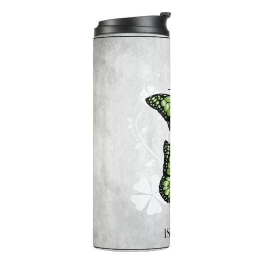 グリーンバタフライパーソナライズされたフローラ タンブラー (回転左)