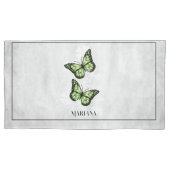 グリーンバタフライフローラ枕ケース 枕カバー (正面)