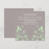 グリーンバタフライフローラ結婚式の招待 招待状 (正面/裏面)